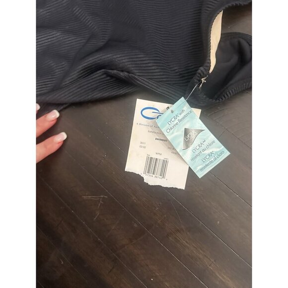 90's Vintage Catalina Swimsuit Ribbed Black Low Back High Cut Leg Sz 3x NWT - Picture 2 of 4